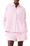 French Connection Relaxed Popover Shirt In Aurora Pink/ Linen White