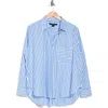 French Connection Relaxed Popover Shirt In Blue-linen White