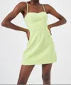 French Connection Tie Back Whisper Sweetheart Dress In Sharp Green In Yellow