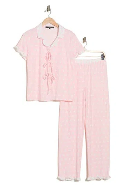 French Connection Tie Front Pajamas In Pink