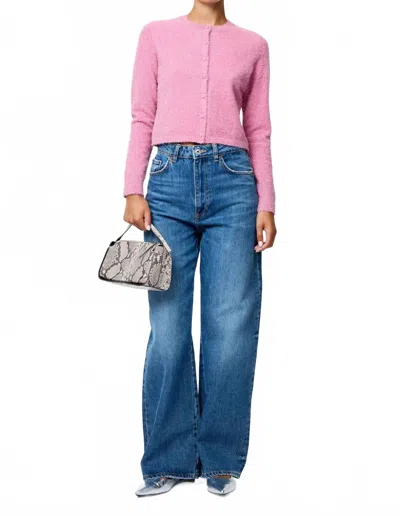 French Connection Tinsel Knit Slim Cardigan In Taffy Pink In Blue