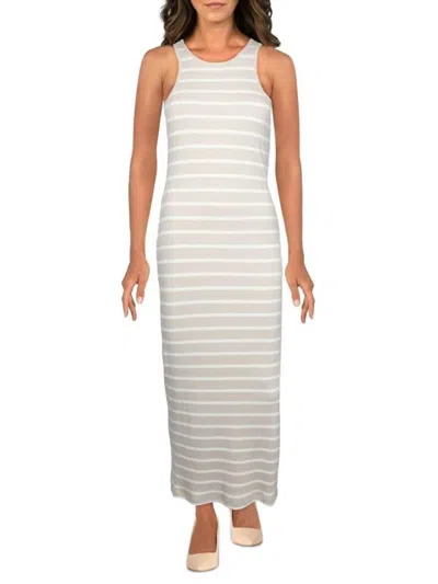 French Connection Tommy Rib Racer Dress In Birch/white In Multi