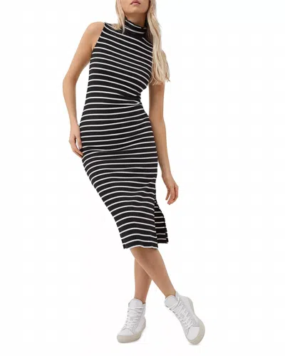 French Connection Tommy Stripe Dress In Black White