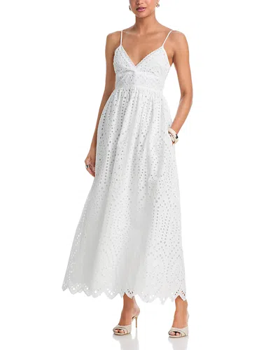 French Connection Trini Eyelet Sleeveless Flared Maxi Dress In White