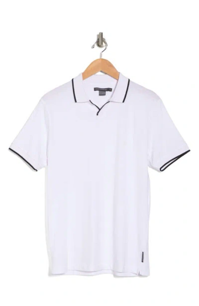 French Connection Trophy Tipped Cotton Polo In White