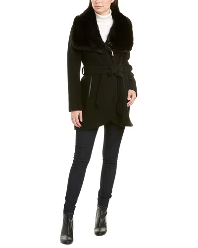 French Connection Tulip Hem Wool-blend Coat In Black