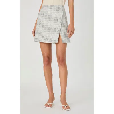 French Connection Tweed Faux Wrap Miniskirt In White