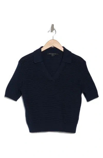 French Connection V-neck Collar Knit Top In Marine