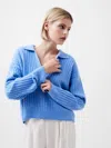 French Connection Vhari Collar Long Sleeve Sweater  Knitwear In Blue