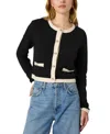 French Connection Vhari Contrast Cardigan In Black/classic Cream In Black