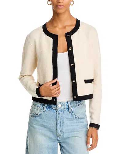 French Connection Vhari Contrast Trim Cardigan In Classic Cream