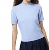 French Connection Vhari Knit Mock Neck Blouse In Blue In Blue