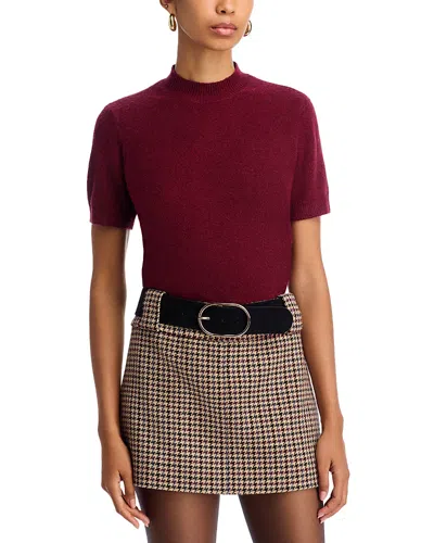French Connection Vhari Knit Mock Neck Top In Burgundy
