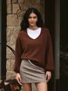 French Connection Vhari Knit V-neck Pullover  Knitwear In Brown