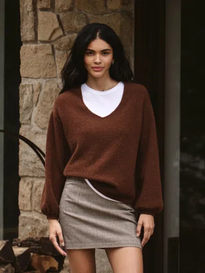 French Connection Vhari Knit V-neck Pullover  Knitwear In Brown