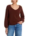French Connection Vhari Knit V Neck Pullover Sweater In Brown