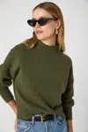 French Connection Vhari Crewneck Sweater In Olive