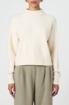 French Connection Vhari Womens Crop Polyester Mock Turtleneck Sweater In Oatmeal Melange