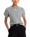 French Connection Vhari Puff Sleeve Cardigan In Mid Grey Melange