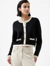 French Connection Vhari Contrast Trim Cardigan In Black