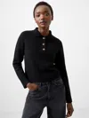 French Connection Vhari Recycled Long Sleeve Button Up Jumper Black In Black