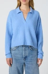 French Connection Vhari Johnny Collar Sweater In Dusted Blue In Blue