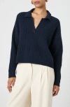 French Connection Vhari Rib Johnny Collar Sweater In Black