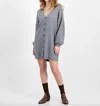 French Connection Vhari Ribbed Button Down Dress In Medium Grey Melange