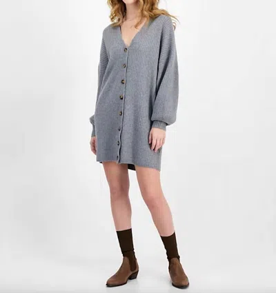 French Connection Vhari Ribbed Button Down Dress In Medium Grey Melange