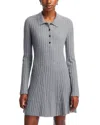 French Connection Vhari Ribbed Button Up Mini Dress In Mid Grey Melange