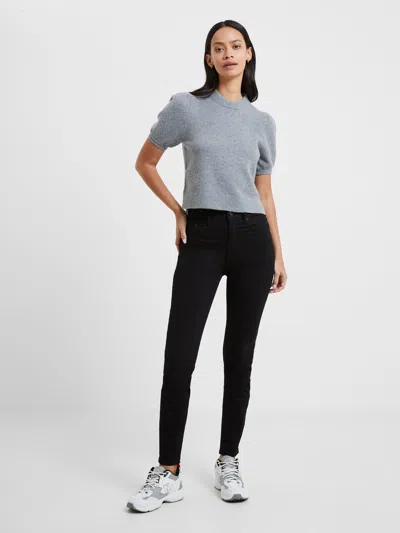 French Connection Vhari Ribbed Short Sleeve Sweater  Knitwear In Grey