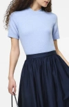French Connection Vhari Short Sleeve Crop Sweater In Blue