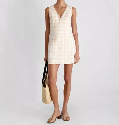 French Connection V-neck Gingham Dress In Pink In Neutral