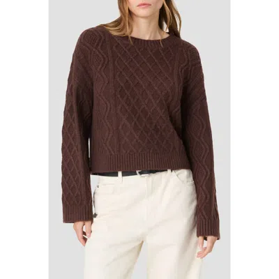 French Connection Wesley Crewneck Cable Knit Sweater In Brown