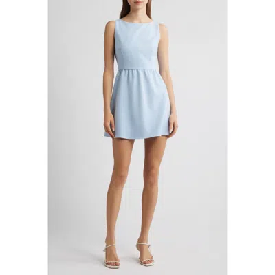 French Connection Whisper Boatneck Minidress In Blue