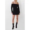 French Connection Whisper Cold Shoulder Long Sleeve Minidress In Black