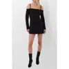 French Connection Whisper Cold Shoulder Long Sleeve Minidress In Black