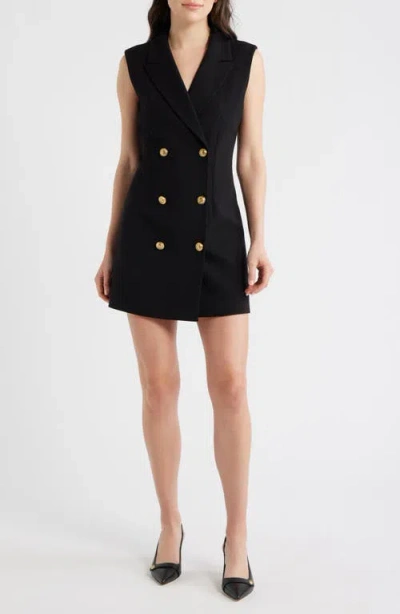 French Connection Whisper Sleeveless Double Breasted Blazer Minidress In Black