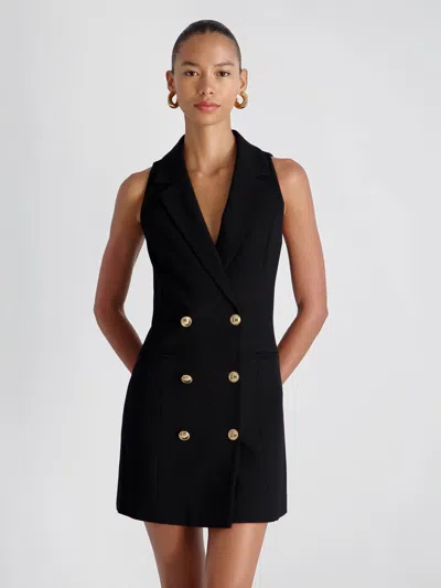 French Connection Whisper Sleeveless Double Breasted Blazer Minidress In Black