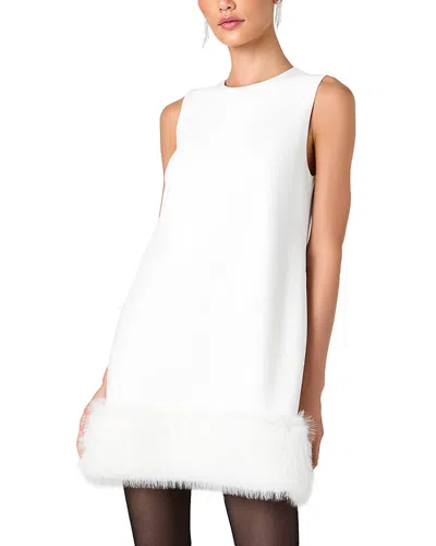 French Connection Whisper Faux Fur Hem Mini Dress In White