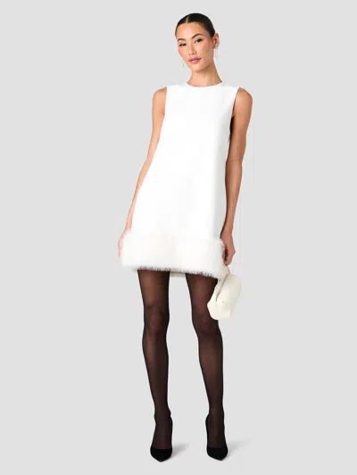 French Connection Whisper Faux Fur Hem Sleeveless Mini Dress In Multi/black