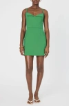 French Connection Whisper Foldover Minidress In Green Tambourine