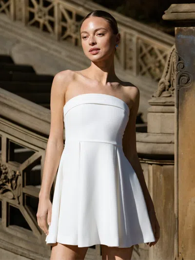French Connection Whisper Foldover Pleat Mini Dress In White