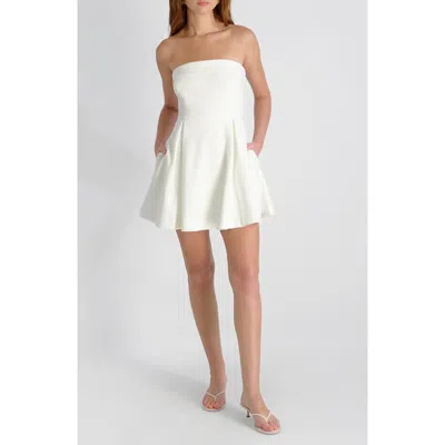 French Connection Whisper Foldover Pleated Strapless Minidress In White