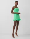 French Connection Whisper Frill Hem Dress In Green