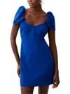 French Connection Whisper Gathered Sleeve Mini Dress In Cobalt In Blue