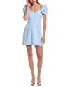 French Connection Whisper Flutter Sleeve Minidress In Blue