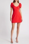French Connection Whisper Gathered Sleeve Dress In Mars Red In Mars Red