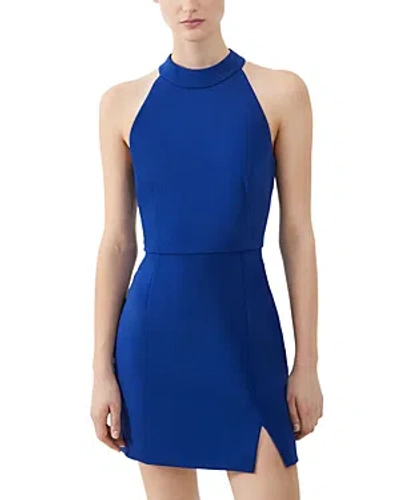 French Connection Whisper Halter Mini Dress In Blue