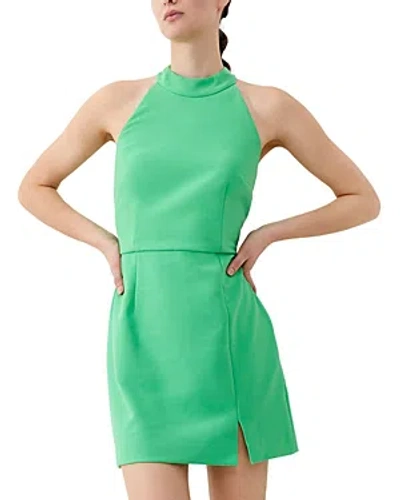 French Connection Whisper Halter Mini Dress In Green